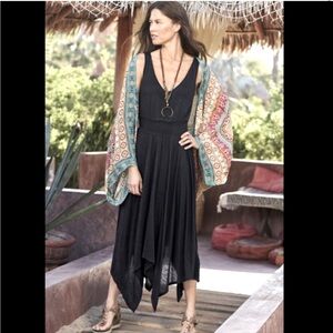 Sundance lightweight Black Midi Asymmetrical Hemline Dress